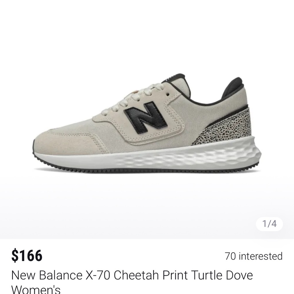 New Balance Women's Fresh Foam X70 Cheetah, Cream, Black, ize 9,like new sneaker